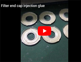 Filter end cap injection glue